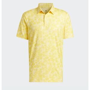 Adidas Athletic Prisma Print Sport Golf Polo Shirt Yellow Size Small NEW